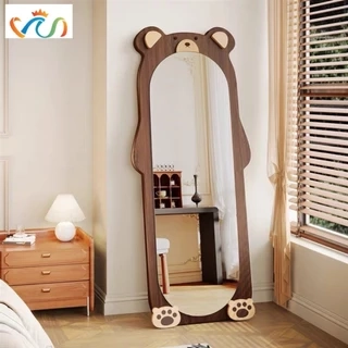 Gương toàn thân khung gỗ màu nâu Hình Chú Gấu Mẫu 1 VUADECOR kích thước 60x160cm