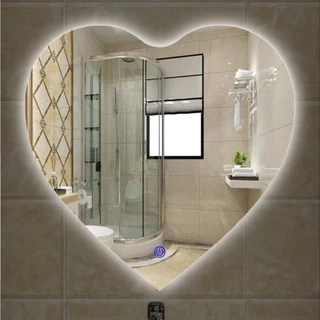 Gương trái tim decor treo tường VUADECOR led cảm ứng cao cấp (Full phụ kiện)