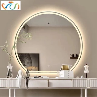 Gương tròn khuyết treo phòng tắm, bàn trang điểm VUADECOR led cảm ứng cao cấp