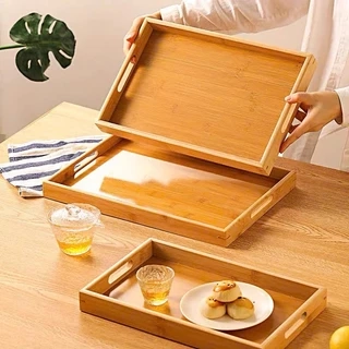Khay Gỗ Đa Năng Cao Cấp Có Tay Cầm VUADECOR Dày 4cm Dùng Để Bưng Bê Đồ Ăn Đồ Uống Nhà Hàng, Khách Sạn, Cafe