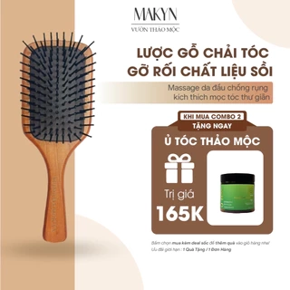 Lược gỗ chải tóc gỡ rối chất liệu sồi cao cấp VƯỜN THẢO MỘC massage da đầu chống rụng kích thích mọc tóc thư giãn