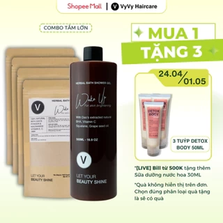 Bộ sản phẩm tắm Wake Up dưỡng trắng mịn da vyvyhaircare V 320gr / 980gr