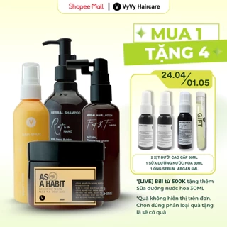 Combo11 bộ 4 sản phẩm chăm sóc phục hồi toàn diện cho mái tóc vyvyhaircare V 745ml / 780ml
