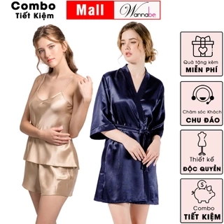 Combo áo choàng ngủ + bộ đùi nữ WANNABE bộ đôi thời trang ngủ cao cấp mà vẫn tiết kiệm KIBSS22