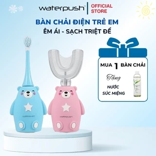 Bàn chải điện trẻ em cao cấp WaterPush đầu chữ U siêu mềm và đầu bàn chải siêu mảnh giúp bé làm sạch