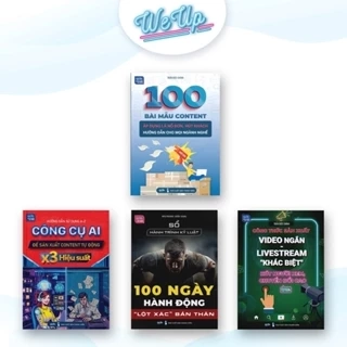 SÁCH-Combo 4 cuốn: 100 mẫu content, Sử dụng AI để sản xuất content, Công thức livestream video ngắn, Sổ 100 ngày h.động