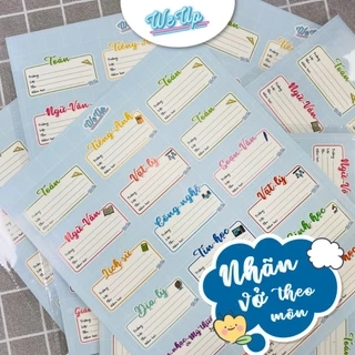 Set 18 nhãn vở thiết kế theo môn học