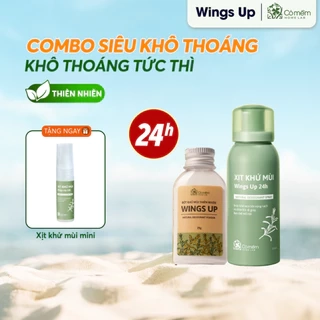 Combo Bột & Xịt Khử Mùi Wings Up Cỏ Mềm - Siêu Khô Thoáng, Hỗ Trợ Giảm Mùi Hôi Nách, Hôi Chân - An Toàn, Lành Tính
