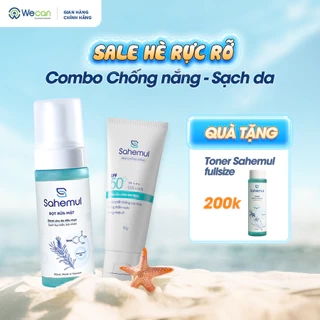 COMBO Kem Chống Nắng Kiềm Dầu Cho Da Mụn Sahemul 50Gr & Bọt Rửa Mặt Sahemul 150ml [TẶNG TONER 150ML]