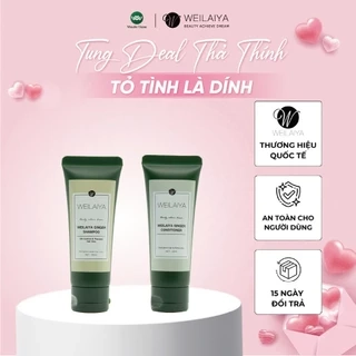 Cặp dầu gội đầu và dầu xả tóc thảo dược Weilaiya gừng trắng giúp ngăn rụng và kích thích mọc tóc size du lịch 20ml