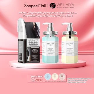 Bộ Sản Phẩm Dầu Gội Phủ Bạc Dưỡng Tóc Weilaiya 100ml và Dầu Gội Phục Hồi Nấm Truffle Weilaiya 450ml
