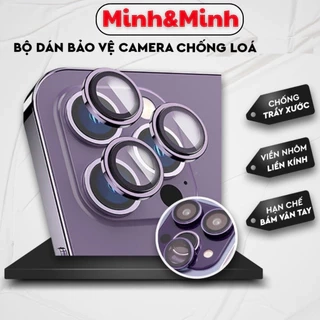 Bộ dán bảo vệ camera iphone KTM Cam 2 tầng chuẩn theo máy, chống lóa, HD cho ip 14Promax ,13 12 11 15 Pro Max