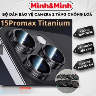 Cường lực bảo vệ camera iphone 15 KTM Cam 2 tầng chuẩn theo máy, chống lóa, HD cho ip 15Promax 15 Pro