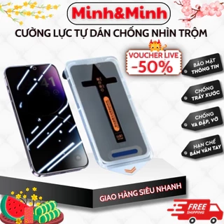 Kính cường lực iphone tự lấy bụi KTM,có khung tự dán và bảo vệ màng loa 11 12 13 pro max 14 15promax