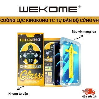 Kính cường lực khung tự dán KINGKONG TC độ cứng 9H cực cao, bảo vệ màn hình iphone 11 12 13 14 15 16 promax