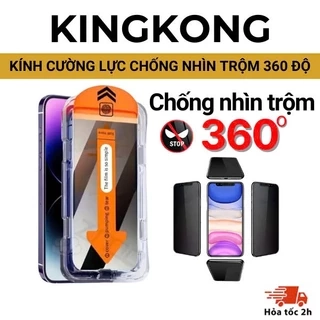 Kính cường lực tự dán chống nhìn trộm 360 độ KINGKONG K360 có khung tự dán cho Iphone 11 12 13 14 15 16 Pro Plus Promax