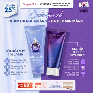 Combo Làm Sạch Kép WHISIS Gồm: Sữa Rửa Mặt Collagen WHISIS + Tẩy Tế Bào Chết Da Vitamin C WHISIS 120ml Sạch Sâu Hiệu Quả