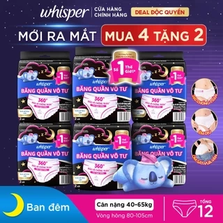 Mua 4 Tặng 2 Băng Quần WHISPER Koala Cho Giấc Ngủ Ngon Trọn Vẹn Size M-L Gói 2 Miếng
