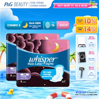 -  Combo 2 gói Băng Vệ Sinh WHISPER Skin Love 31CM Dành Cho Ban Đêm Gói 8 Miếng
