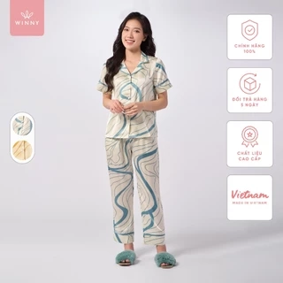 Bộ Mặc Nhà Nữ WINNY Đồ Ngủ Kiểu Sát Nách Quần Đùi Chất Lanh Mát 2MNLA23055B