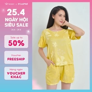 Bộ Mặc Nhà WINNY Kiểu Tay Cộc Quần Đùi Chất Đũi Gân 1MNDG22225C
