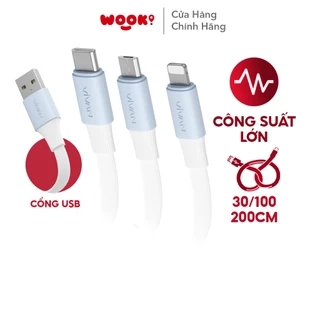Cáp Sạc Nhanh VIVAN SC100 II/ SL100 II (Type C/ Táo), Màu Trắng Xanh - Công Suất 2.4A, Dài 100cm