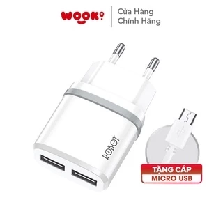 Cốc Sạc 2 Cổng USB Wook RT-K9 2.1A Kèm Cáp 1m Hàng Chính Hãng
