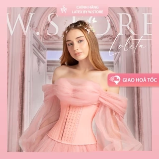 Lolita - Đai Gen Nịt Bụng Latex by W.STORE Chính Hãng - Latex Màu Hồng 27 Xương 4 Nấc Cài - Corset Latex Chuẩn Đẹp