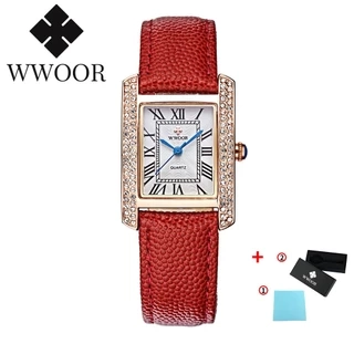 Đồng hồ đeo tay bằng thép không gỉ chính hãng Wwoor có dây đeo da hợp thời trang-8806
