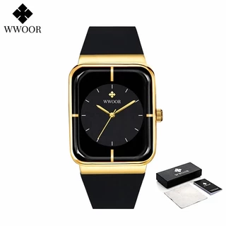 Wwoor Đồng Hồ quartz Mặt Vuông Dây Silicon Chống Thấm Nước Thời Trang Cho Nam Mã 8884