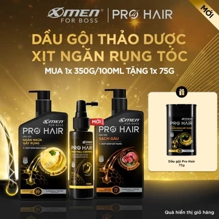 MỚI-Dầu Gội Thảo Dược Xmen for Boss Pro Hair Ngăn Gãy Rụng/Sạch Gàu 350g/Xịt Ngăn Ngừa Rụng Tóc 100ml-Chiết Xuất NhânSâm