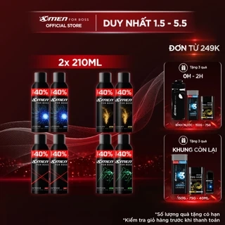 Combo 2 Xịt khử mùi X-Men For Boss Intense/ Luxury/Legend/Motion 210ml/chai