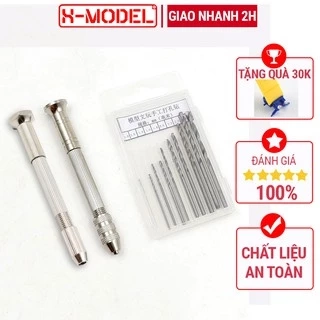Bộ khoan tay và bộ 10 đầu khoan chuyên dụng mô hình hỗ trợ khoan demo hoặc gắn metal Part X- MODEL