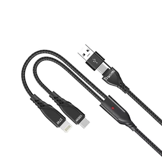 Cáp Sạc nhanh Trusmi 100W 2 IN 1 A+C to C+L Braided Cable Black 1M