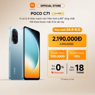 Điện Thoại Thông Minh POCO C71 (3+64GB) | Màn rộng 6,88" | Vi xử lý 8 nhân | Camera kép 32MP AI | Mở khóa mặt, vân tay