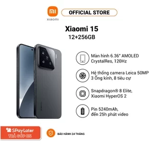 Điện thoại thông minh Xiaomi 15 (12+256GB) | Màn 6.3" AMOLED | 3 Camera Leica | SD8 Elite HyperAI