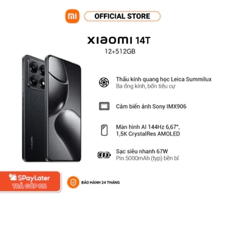 Điện thoại thông minh Xiaomi 14T (12+512GB) | Cảm biến ảnh Sony IMX906 | MD 8300 | Pin 5000mAh