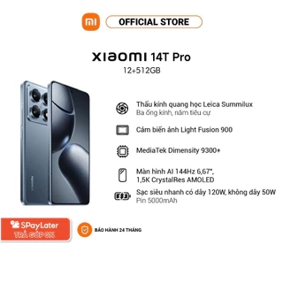 [NHẬP MÃ XM500 GIẢM 500K] Điện thoại thông minh Xiaomi 14T Pro (12+512GB) | Light Fusion 900 | MD 9300+ | Pin 5000mAh