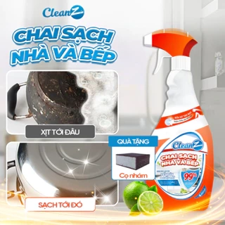 Chai Sạch Nhà Bếp Cleanz Làm Sạch Dầu Mỡ, Vết Ố Vàng, Thơm Mùi Chanh Dịu Nhẹ Dung Tích 450ml