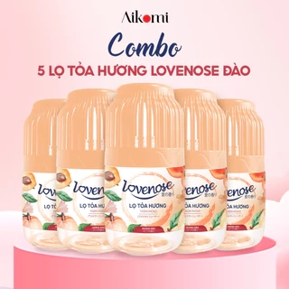 Combo 5 Lọ tỏa hương Lovenose hương Đào thơm tự nhiên dễ chịu khử mùi sáp thơm phòng thế hệ mới 45 ngày- Dung tích 180ml