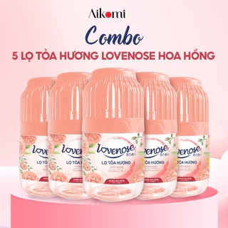 Combo 5 Lọ tỏa hương Lovenose hương Hoa Hồng tự nhiên dễ chịu khử mùi sáp thơm phòng thế hệ mới 45 ngày-Dung tích 180ml
