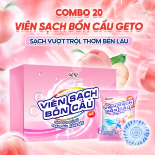 Viên sạch bồn cầu Geto Hương Đào viên thả bồn cầu sạch khuẩn, tẩy sạch mảng bám, khử mùi diệt vi khuẩn
