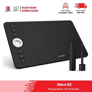 Bảng Vẽ Điện Tử XP-Pen Deco 02 6x10 inch 8192 Lực Nhấn, Vòng Xoay Dial Bạc (Tặng Găng Tay Họa Sĩ)