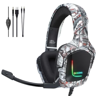 Tai Nghe Chơi Game Chuyên Nghiệp Onikuma K20 - Có Dây Có Mic Đèn Led RGB - Hàng Chính Hãng