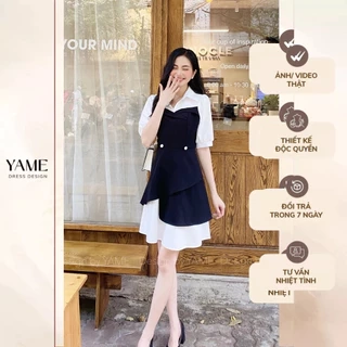 Váy Sơ Mi Đầm Đen Thanh Lịch 2 YAME Phong Cách Tiểu Thư, Sanh Chảnh, Thanh Lịch