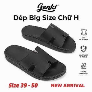 Dép Chữ H Bigsize Nam Genki Màu Đen Đế Cao Su Chống Trơn Trượt