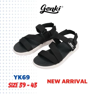 Dép Quai Hậu Nam Genki Màu Đen Quai Dù Thể Thao Quai Chéo YK69