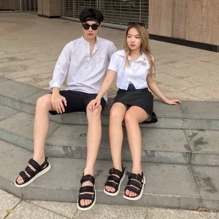 Dép Quai Hậu Nam Nữ Genki Màu Đen Đế Trắng Quai Chéo Thời Trang Chính Hãng YK279