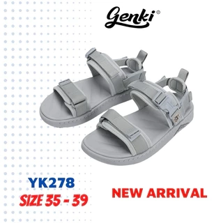 Dép Quai Hậu Unisex Genki Màu Xanh Xám Quai Ngang Đế Cao Su Thời Trang Sport YK278