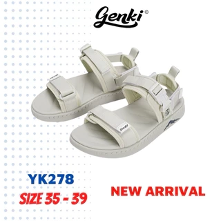 Giày Sandal Unisex Genki Màu Kem Quai Ngang Đế Cao Su Thời Trang Chính Hãng Streetstyle YK278